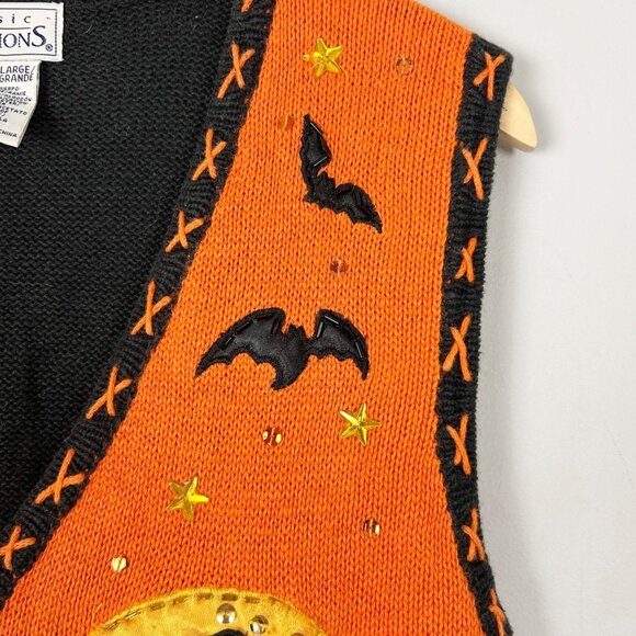 Vintage Basic Editions Halloween Sweater Vest Beaded Size XL Women's - Picture 3 of 10